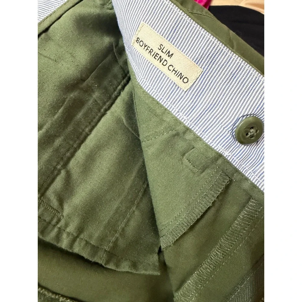 J.Crew Slim Boyfriend Chino Pants Olive Green Size 27 Cotton Stretch